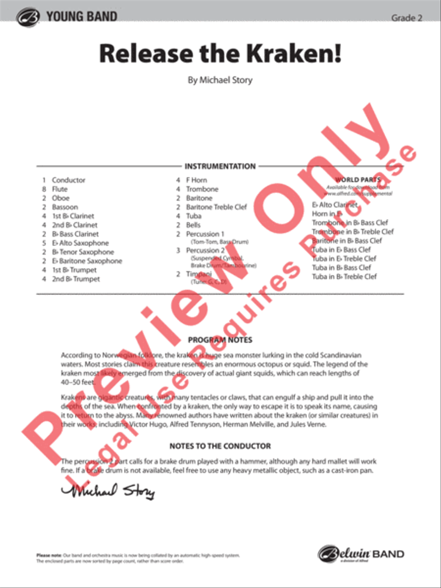 Release the Kraken! Release the Kraken! Concert Band scores gallery preview page 2