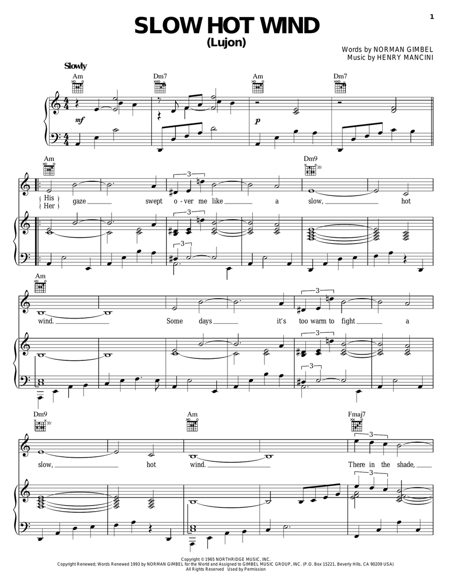 Slow Hot Wind (Lujon) Slow Hot Wind (Lujon) Piano, Vocal, Guitar scores gallery preview page 1