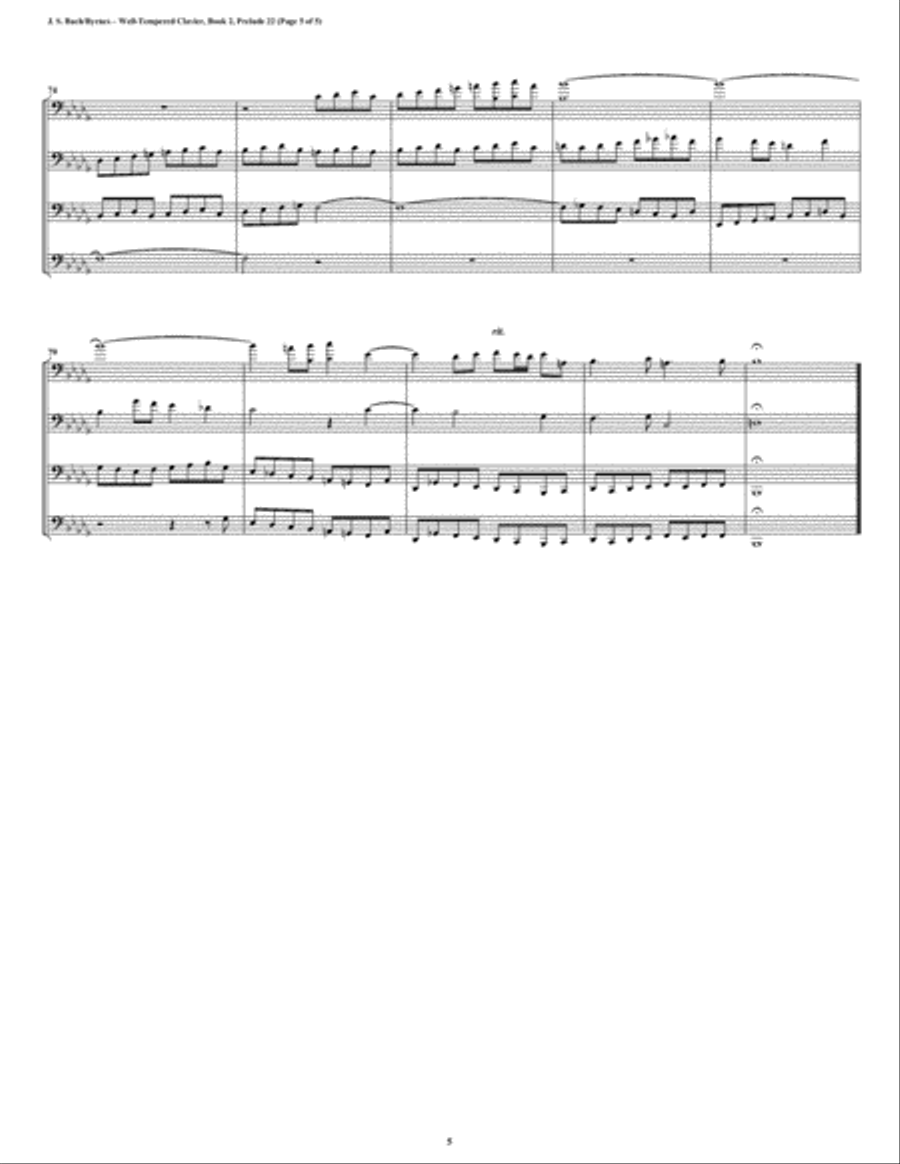 Prelude 22 from Well-Tempered Clavier, Book 2 (Bassoon Quartet) Bassoon Quartet scores gallery preview page 5