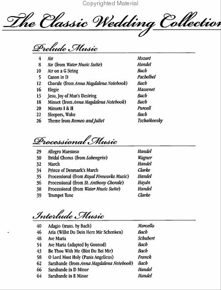 The Classic Wedding Collection Piano Solo scores gallery preview page 2