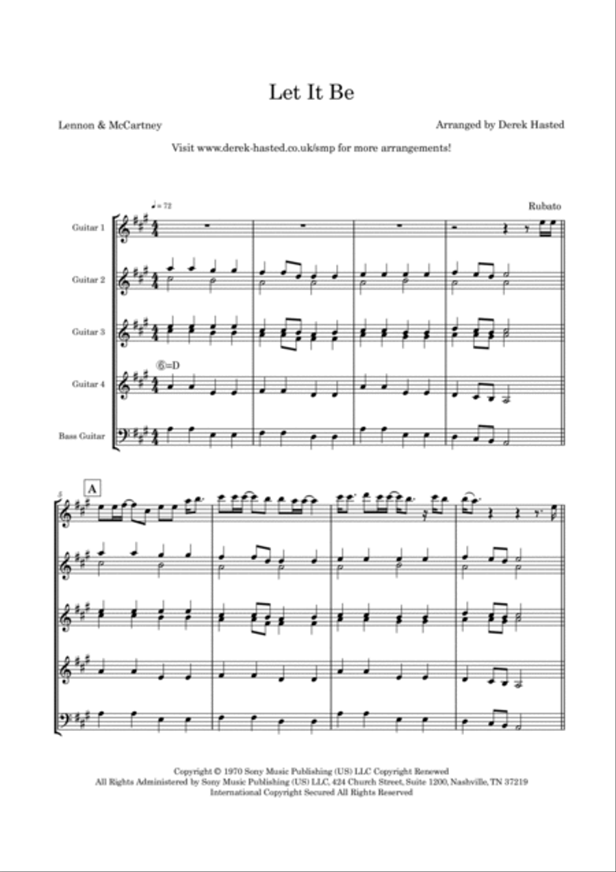 Let It Be Guitar Ensemble scores gallery preview page 4
