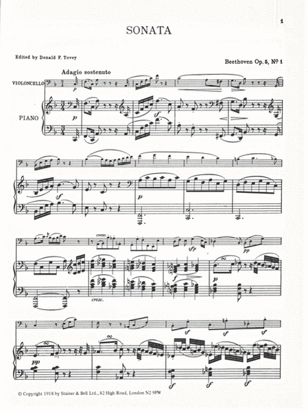 Sonata in F, Op. 5, No. 1. Cello and Piano