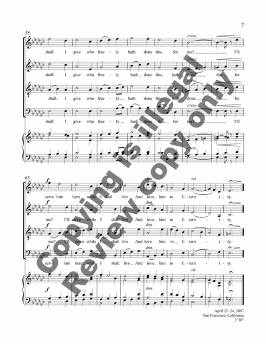 Three Mystical Hymns: 1. By Night When Others Soundly Slept 4-Part scores gallery preview page 5