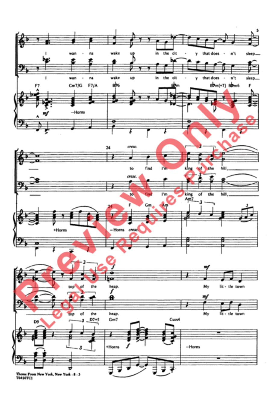 New York, New York, Theme from 4-Part scores gallery preview page 5