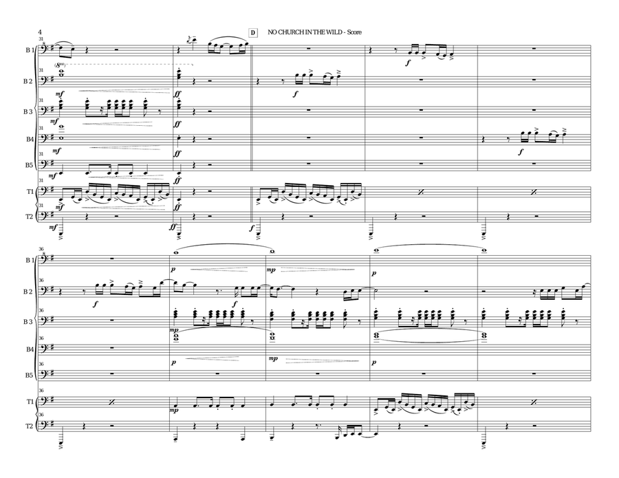 No Church In The Wild No Church In The Wild Brass Ensemble scores gallery preview page 4