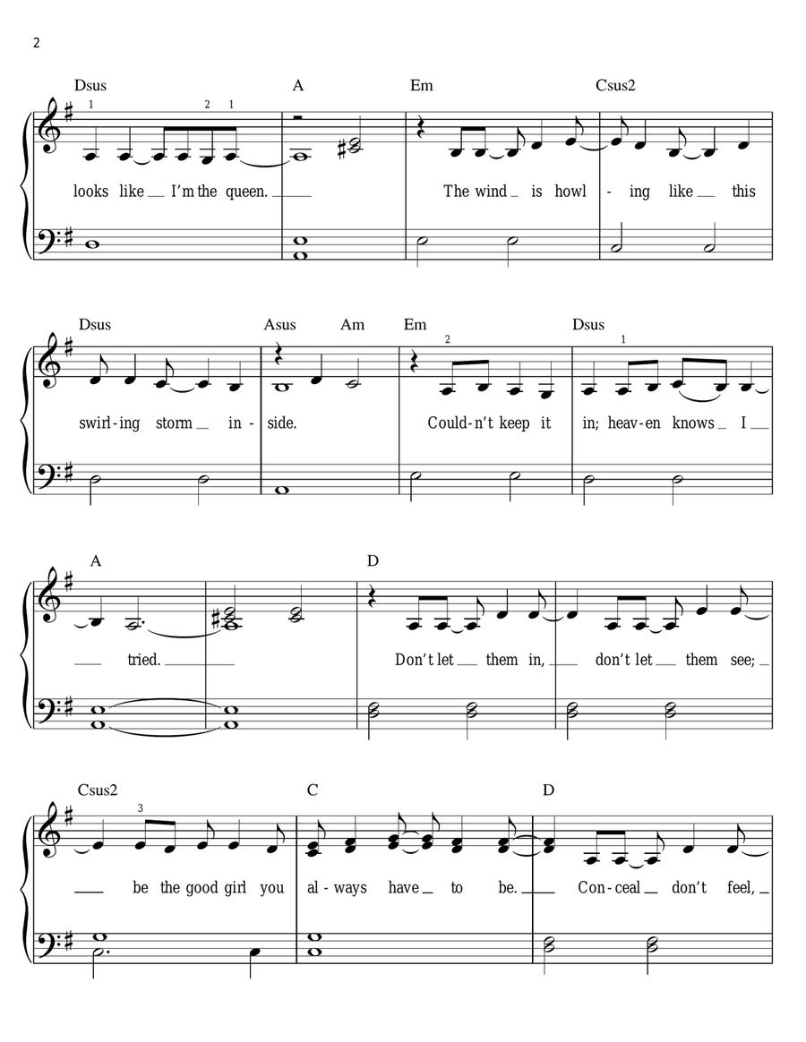 Let It Go (Demi Lovato version) Easy Piano scores gallery preview page 2