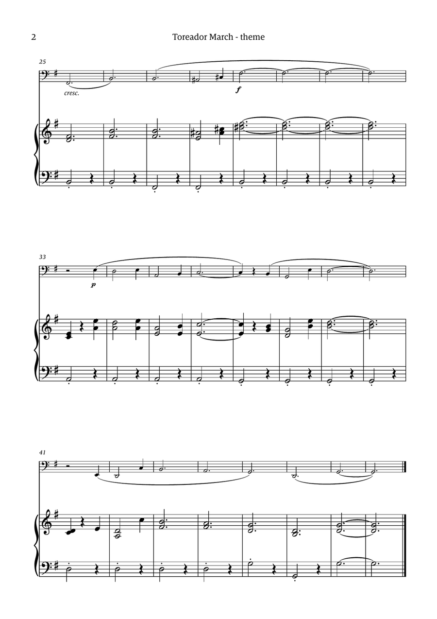 Toreador March (from the opera Carmen) - easy version Chamber Music scores gallery preview page 2