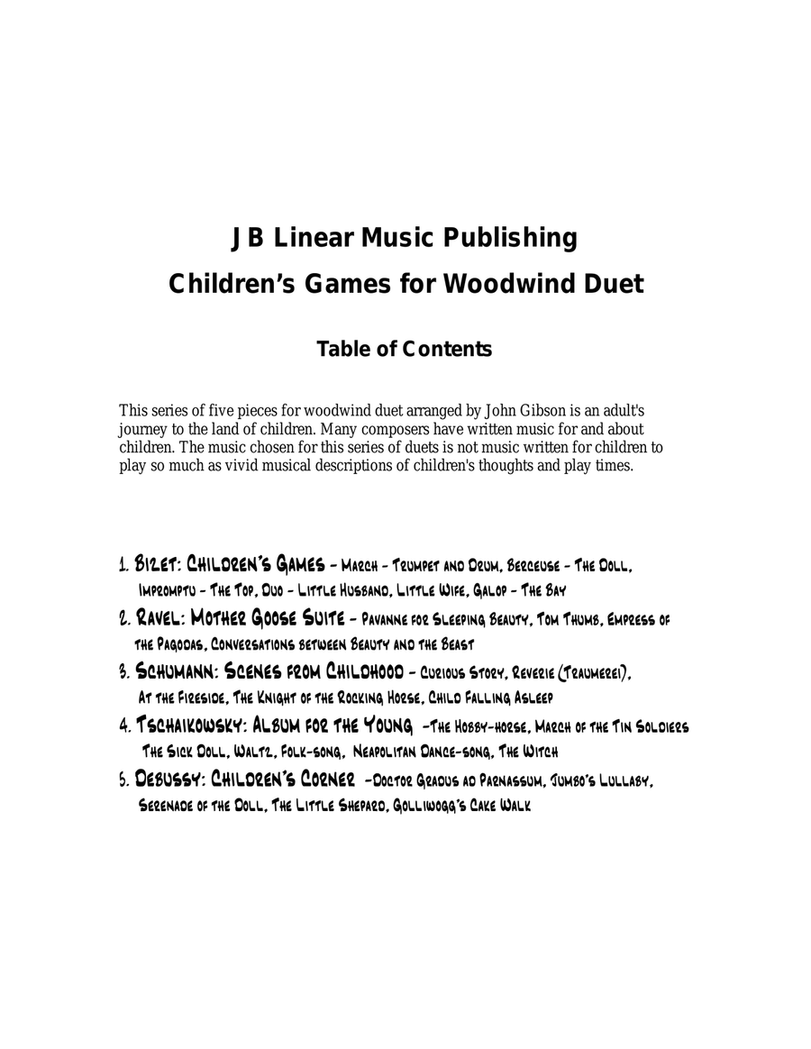 Children's Games Book for Clarinet and Bassoon Duet Woodwind Duet scores gallery preview page 1