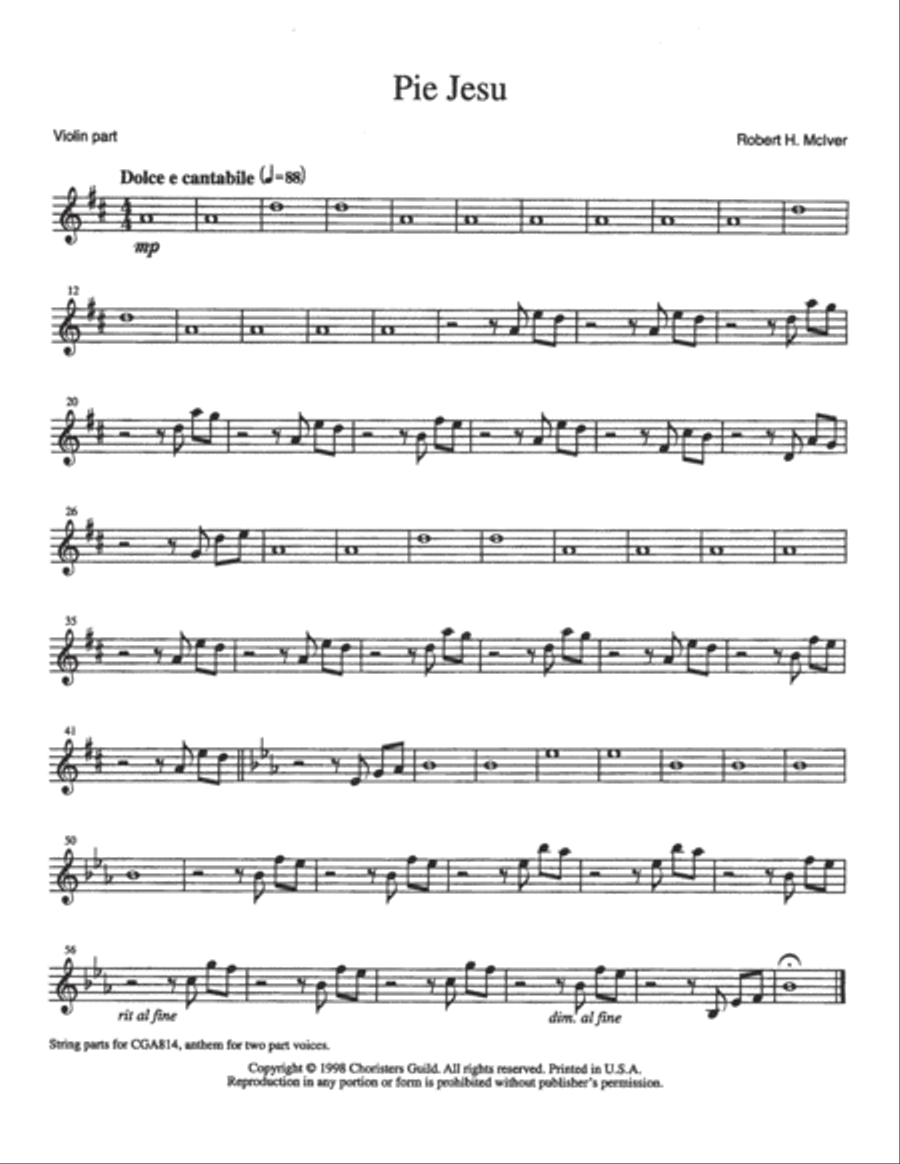 Pie Jesu String Parts SSA scores gallery preview page 2
