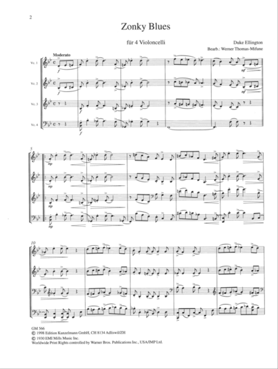 3 pieces for 4 celli Cello scores gallery preview page 2