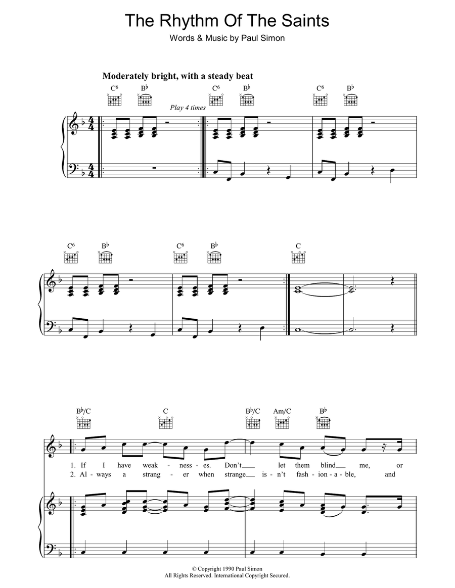 The Rhythm Of The Saints Piano, Vocal, Guitar scores gallery preview page 1