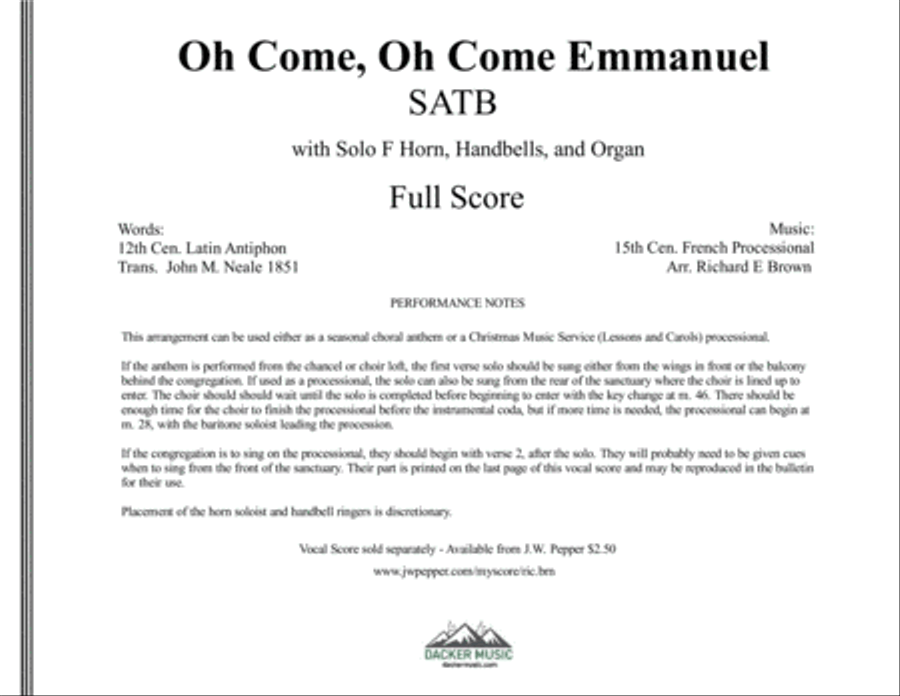 Oh Come, Oh Come Emmanuel - instrumental set 4-Part scores gallery preview page 1