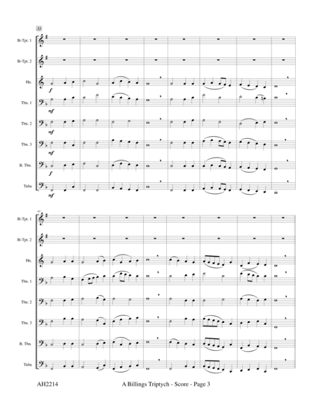 A Billings Triptych - for 8-Part Brass Choir