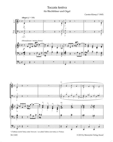 organ plus brass, Volume III: Toccata festiva for Brass Choir and Organ