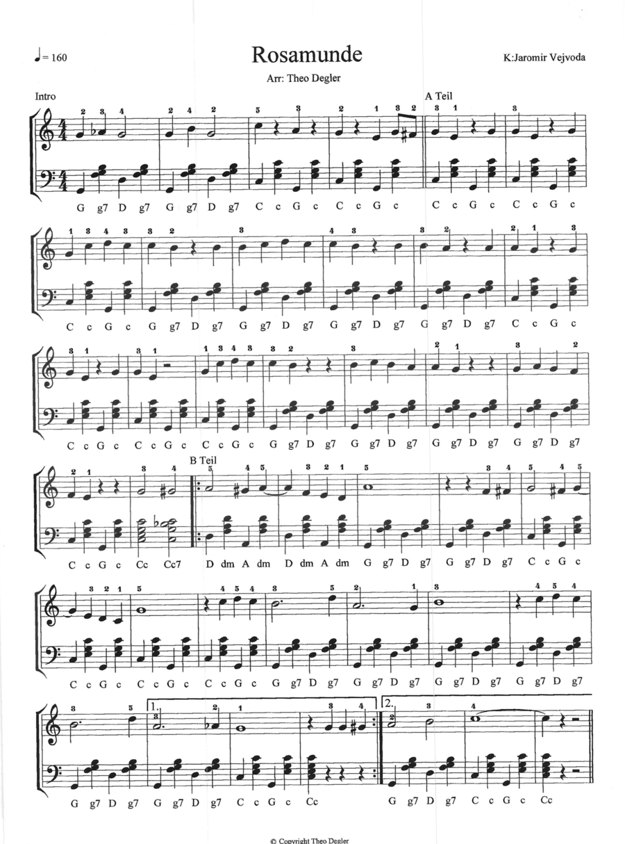 Beer Barrel Polka (roll Out The Barrel) Accordion scores gallery preview page 1