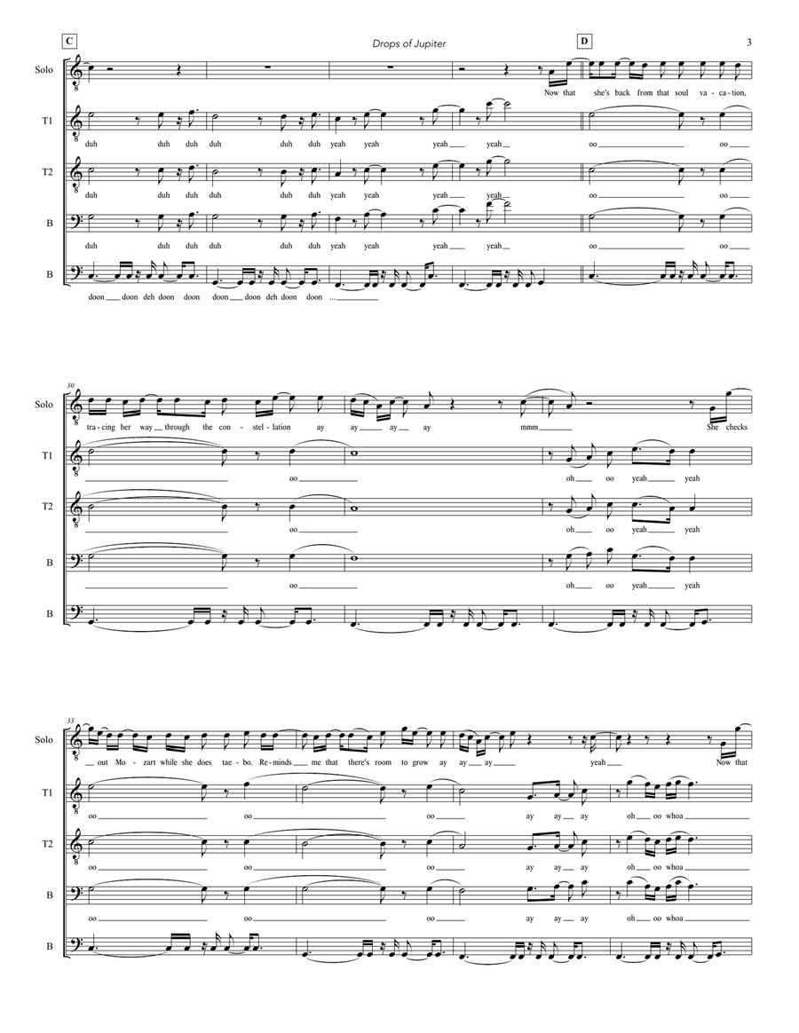 Drops Of Jupiter (Tell Me) 4-Part scores gallery preview page 3