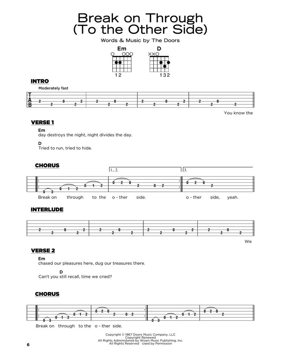 Break On Through (To The Other Side) Easy Guitar scores gallery preview page 1