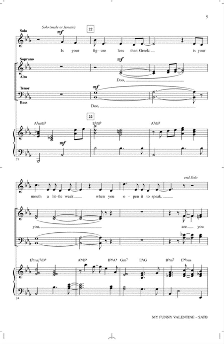 My Funny Valentine 4-Part scores gallery preview page 3