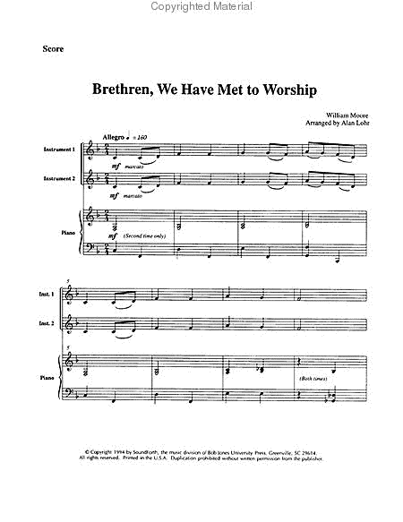 Brethren, We Have Met to Worship - Cello