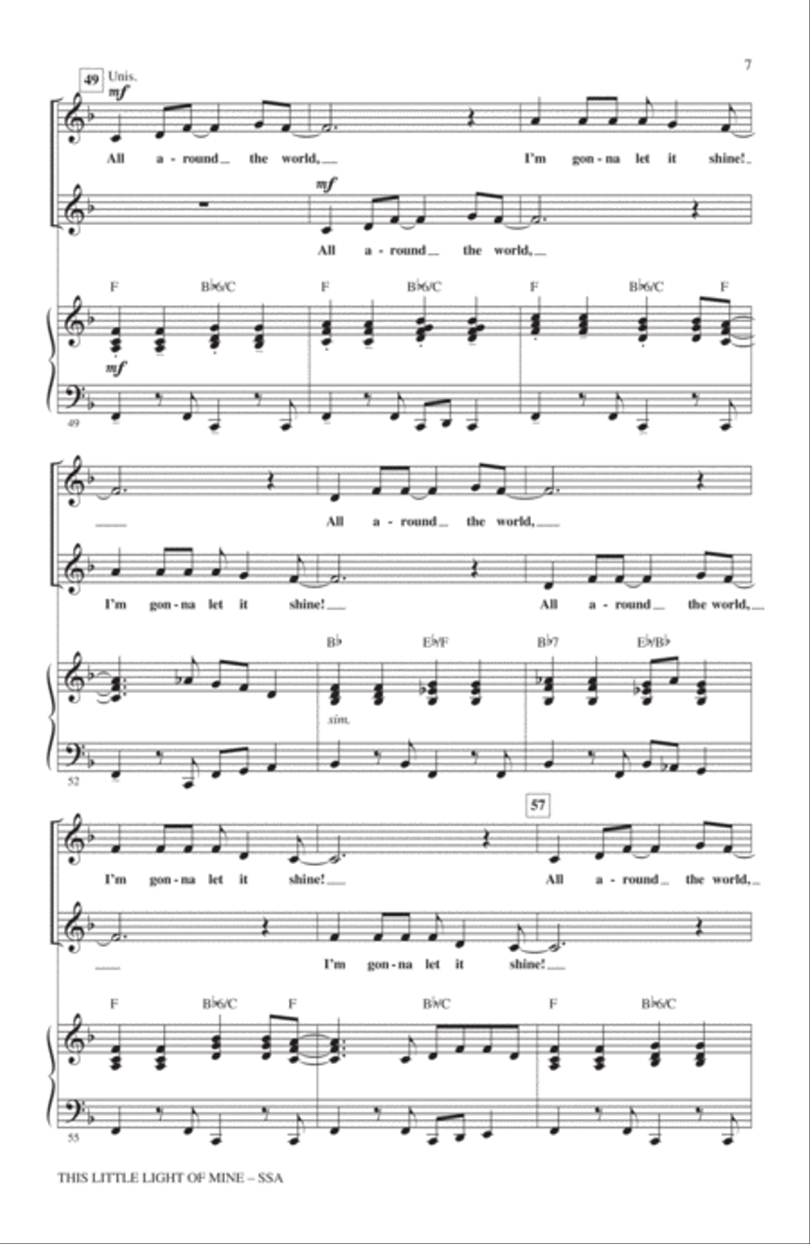 This Little Light Of Mine SSA scores gallery preview page 6
