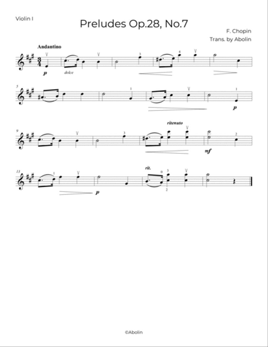 Chopin: Preludes Op.28, No.7 - String Quartet String Quartet scores gallery preview page 4