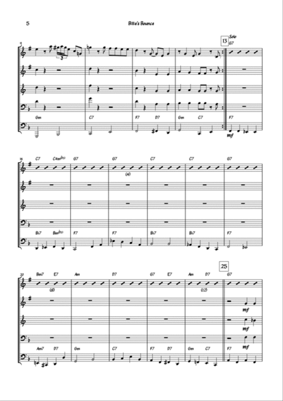 Billie's Bounce (bill's Bounce) Brass Ensemble scores gallery preview page 5