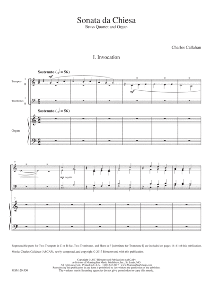 Sonata da Chiesa Organ scores gallery preview page 1