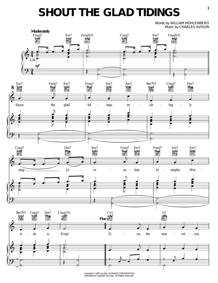 Shout The Glad Tidings Shout The Glad Tidings Piano, Vocal, Guitar scores gallery preview page 1