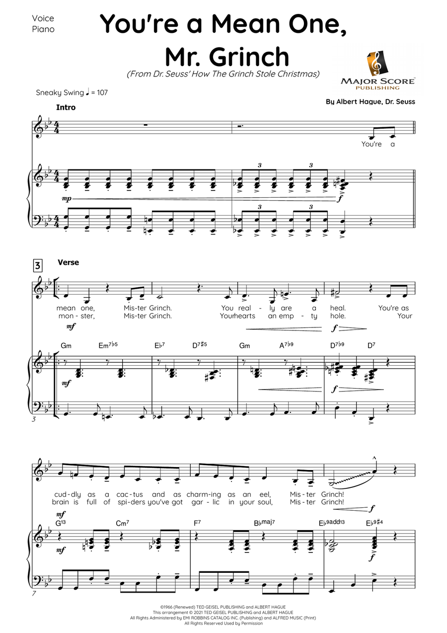You're A Mean One, Mr. Grinch Piano, Vocal scores gallery preview page 2