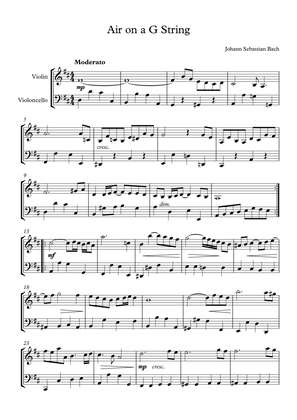Book cover for Air on a G string - Johann Sebastian Bach (duet Violin and Cello)
