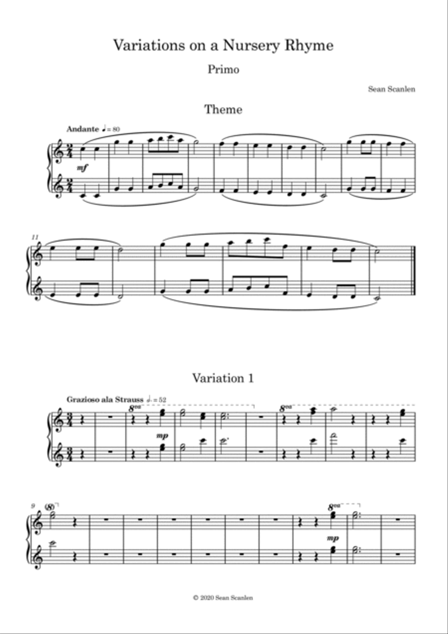 Variations on a Nursery Rhyme Small Ensemble scores gallery preview page 2