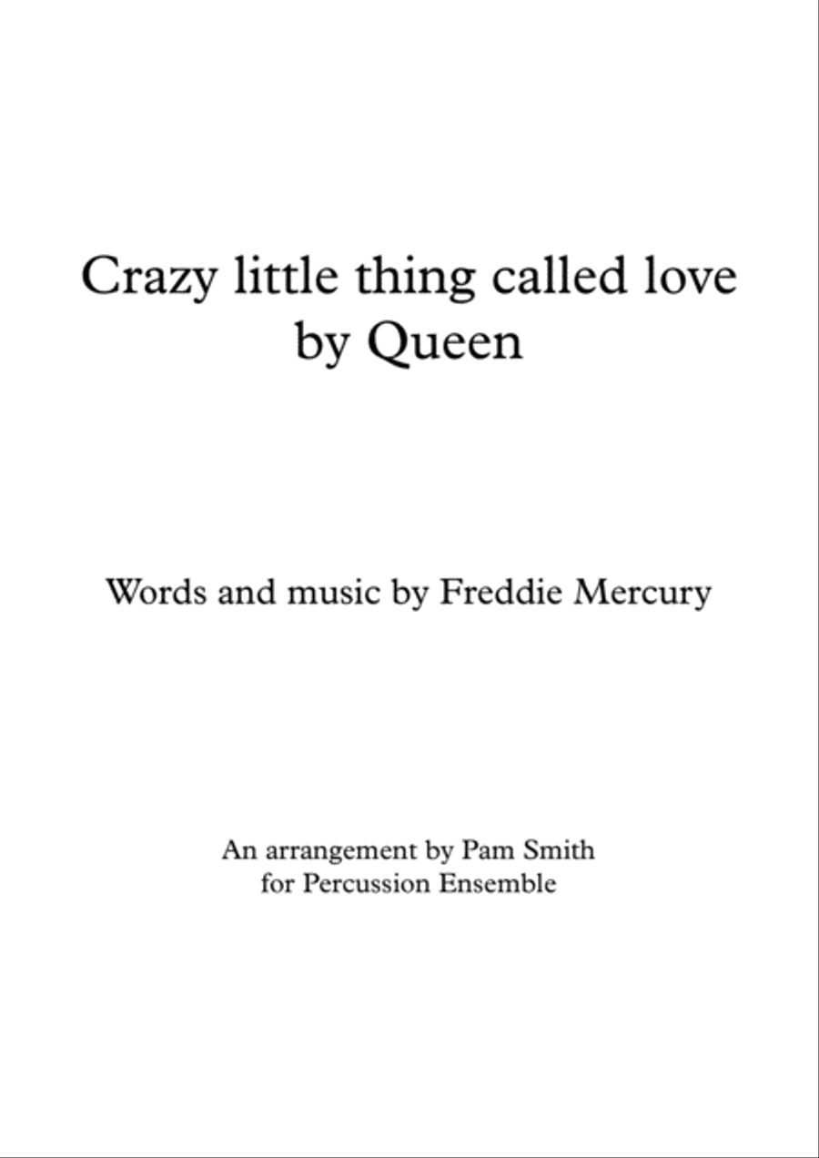 Crazy Little Thing Called Love Percussion Ensemble scores gallery preview page 1