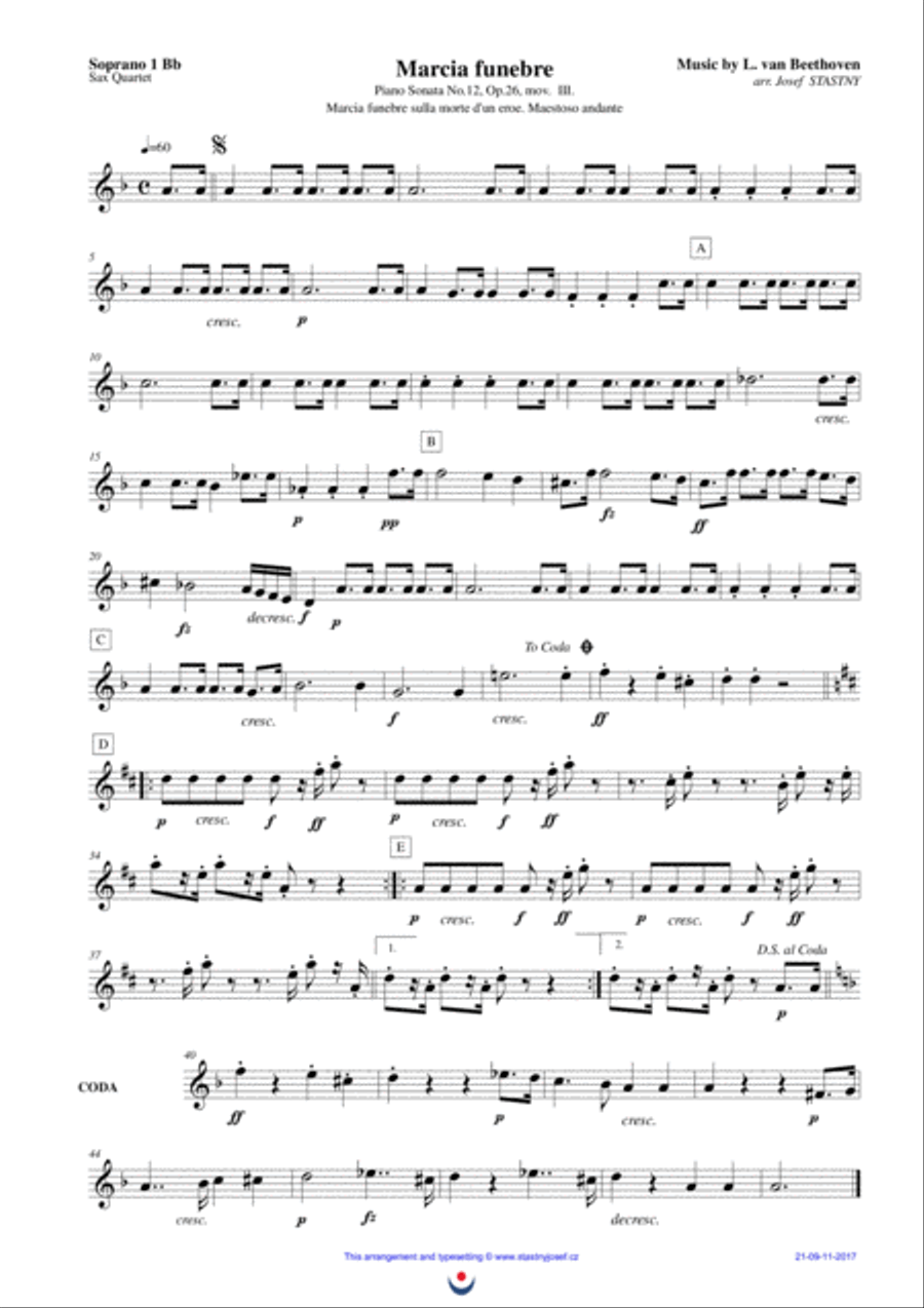 Funeral March (Beethoven) Woodwind Quartet scores gallery preview page 3