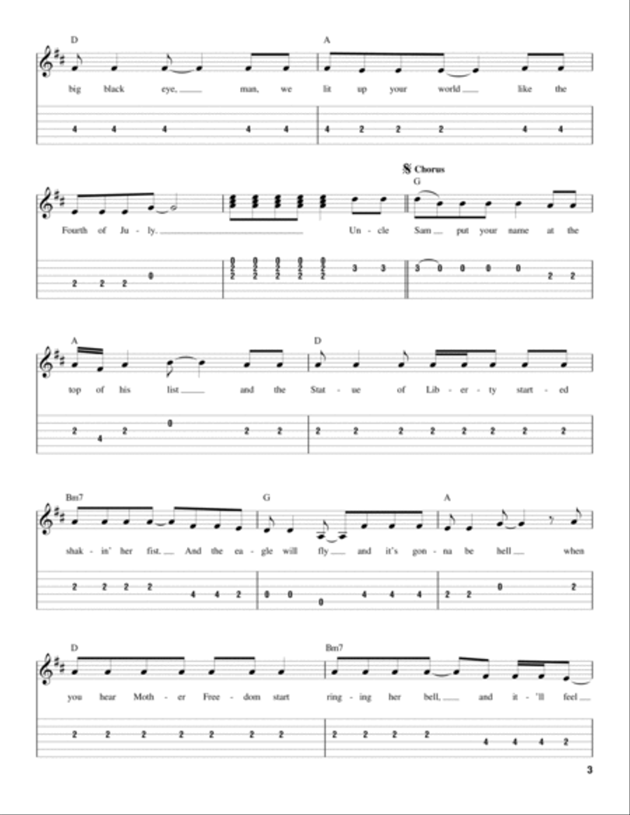 Courtesy Of The Red, White And Blue (The Angry American) Electric Guitar scores gallery preview page 3