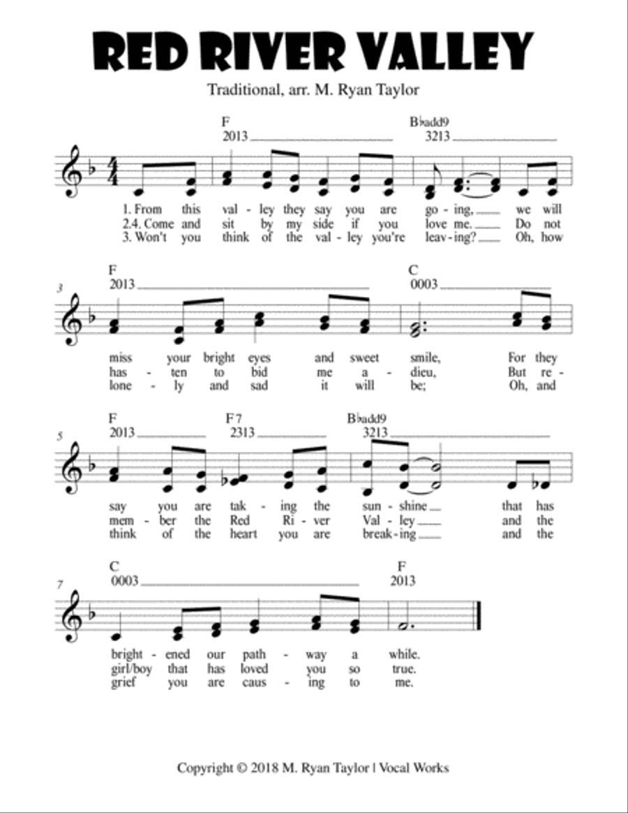 Red River Valley - Duet with easy Ukulele Chords Ukulele scores gallery preview page 1