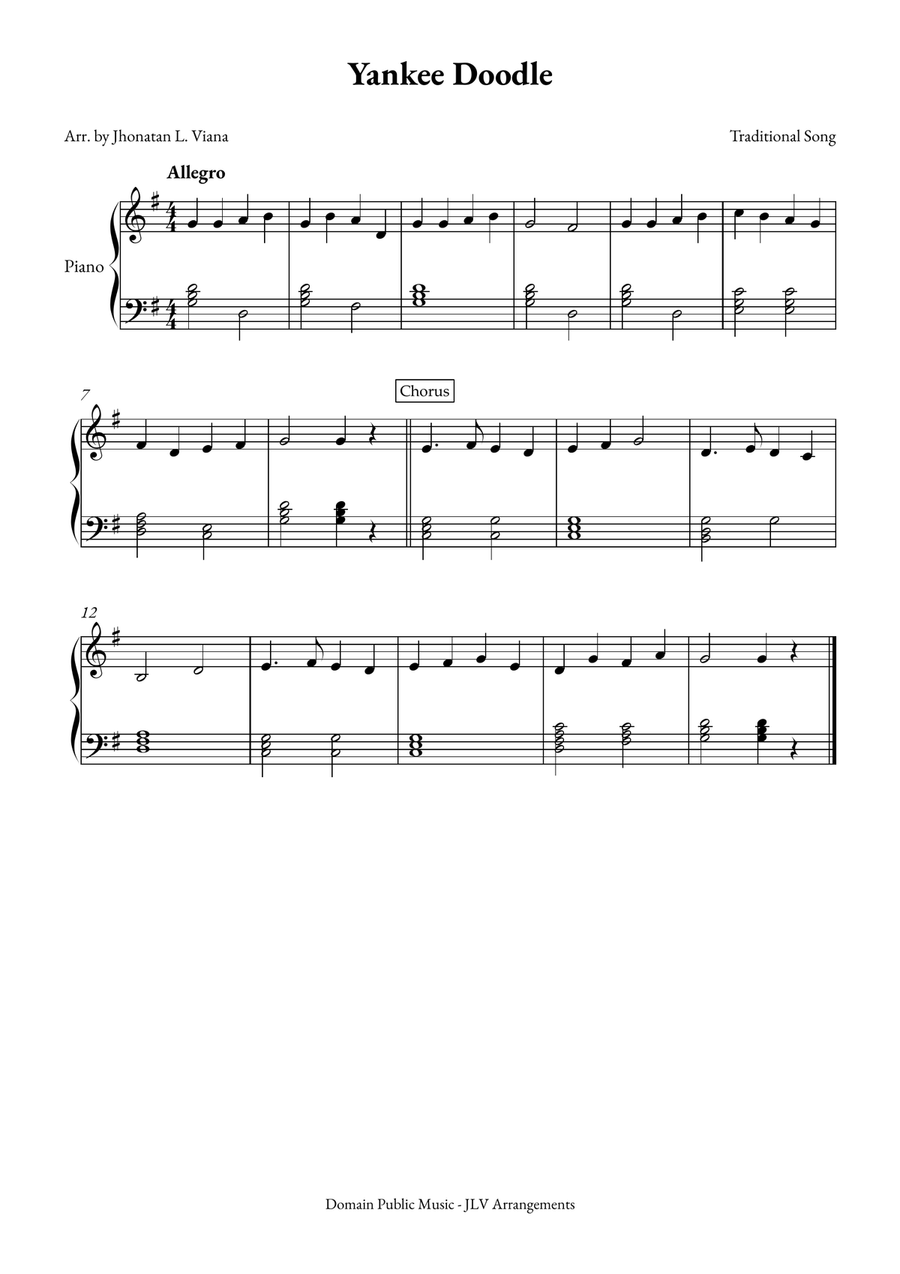 Yanke Doodle Easy Piano scores gallery preview page 1