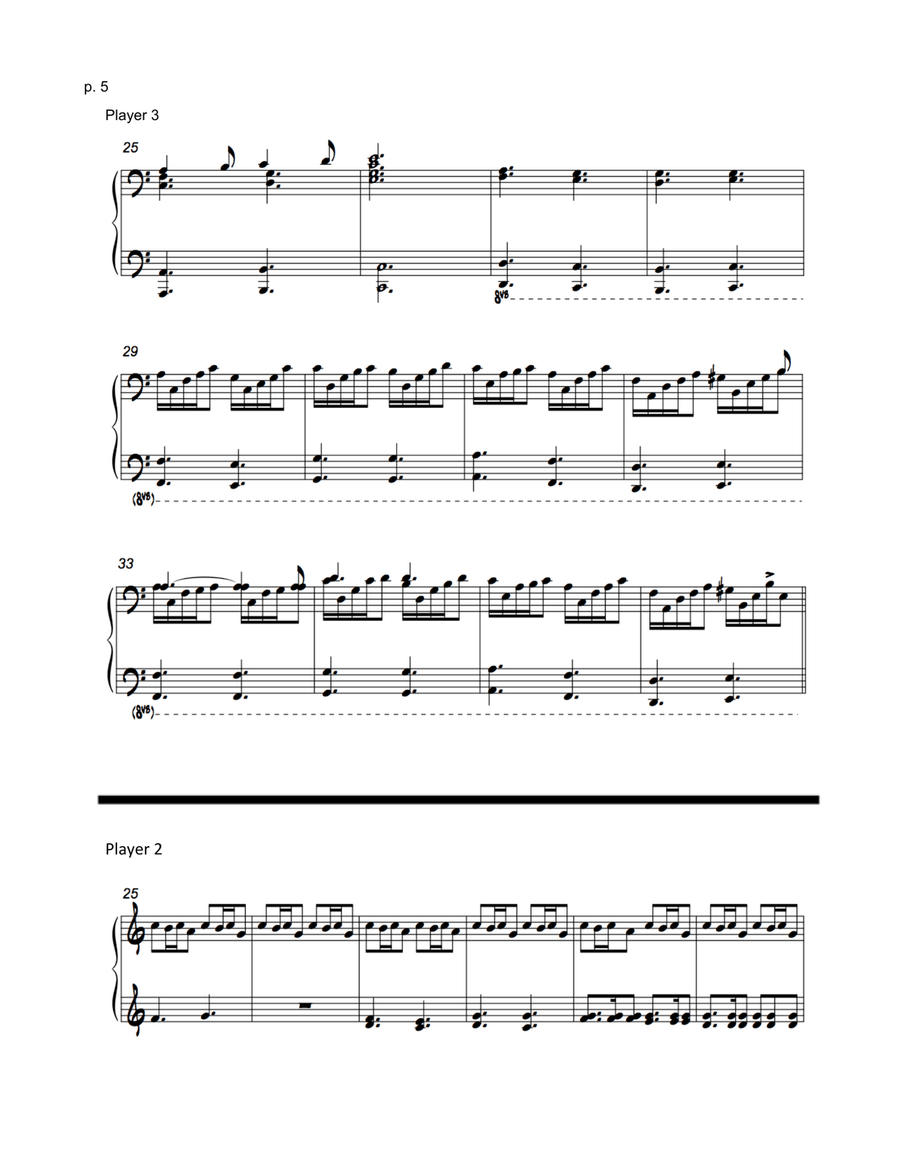 Carol of the Bells / God Rest Ye Merry Gentlemen - 1 Piano, Six Hands Piano Trio scores gallery preview page 5