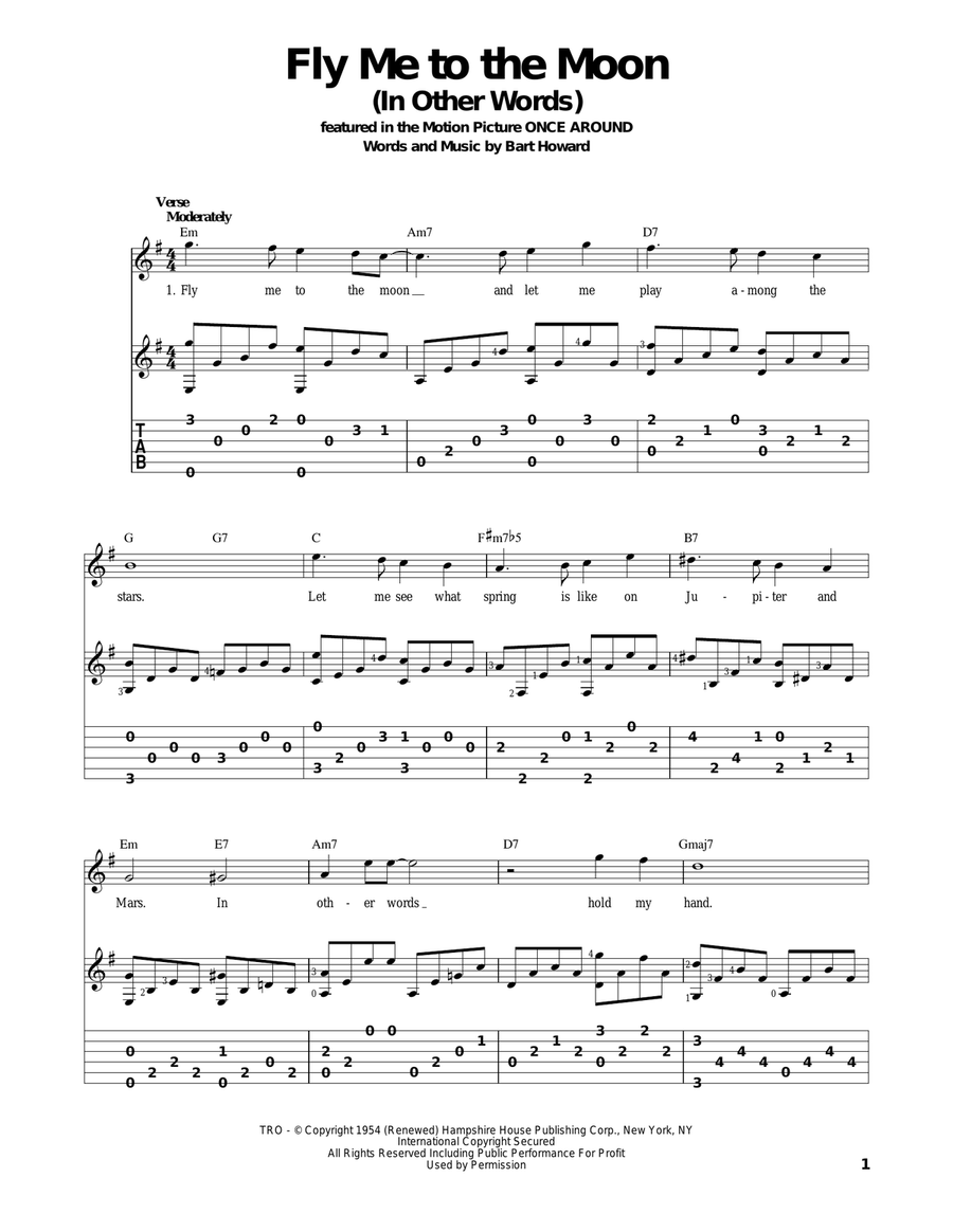 Fly Me To The Moon (In Other Words) Electric Guitar scores gallery preview page 1