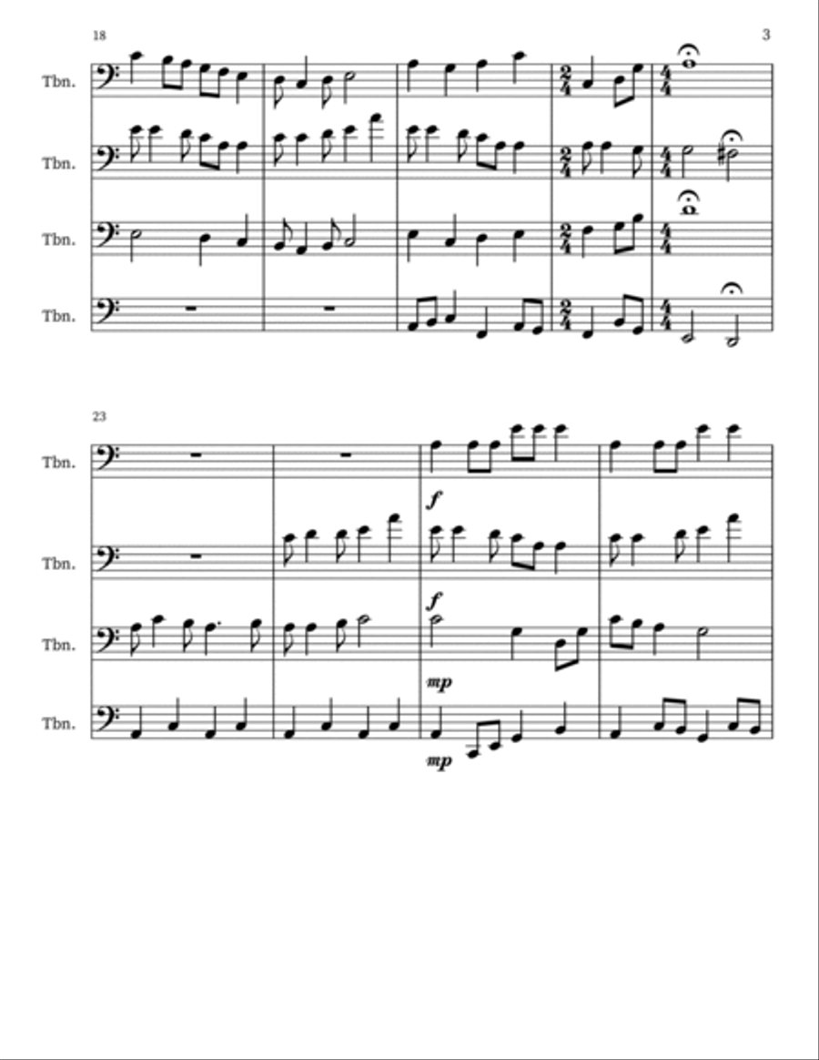 Land of the Silver Birch/My Paddle's Keen and Bright Brass Quartet scores gallery preview page 3