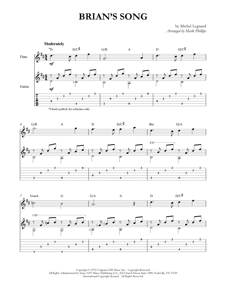 Brian's Song Flute scores gallery preview page 1
