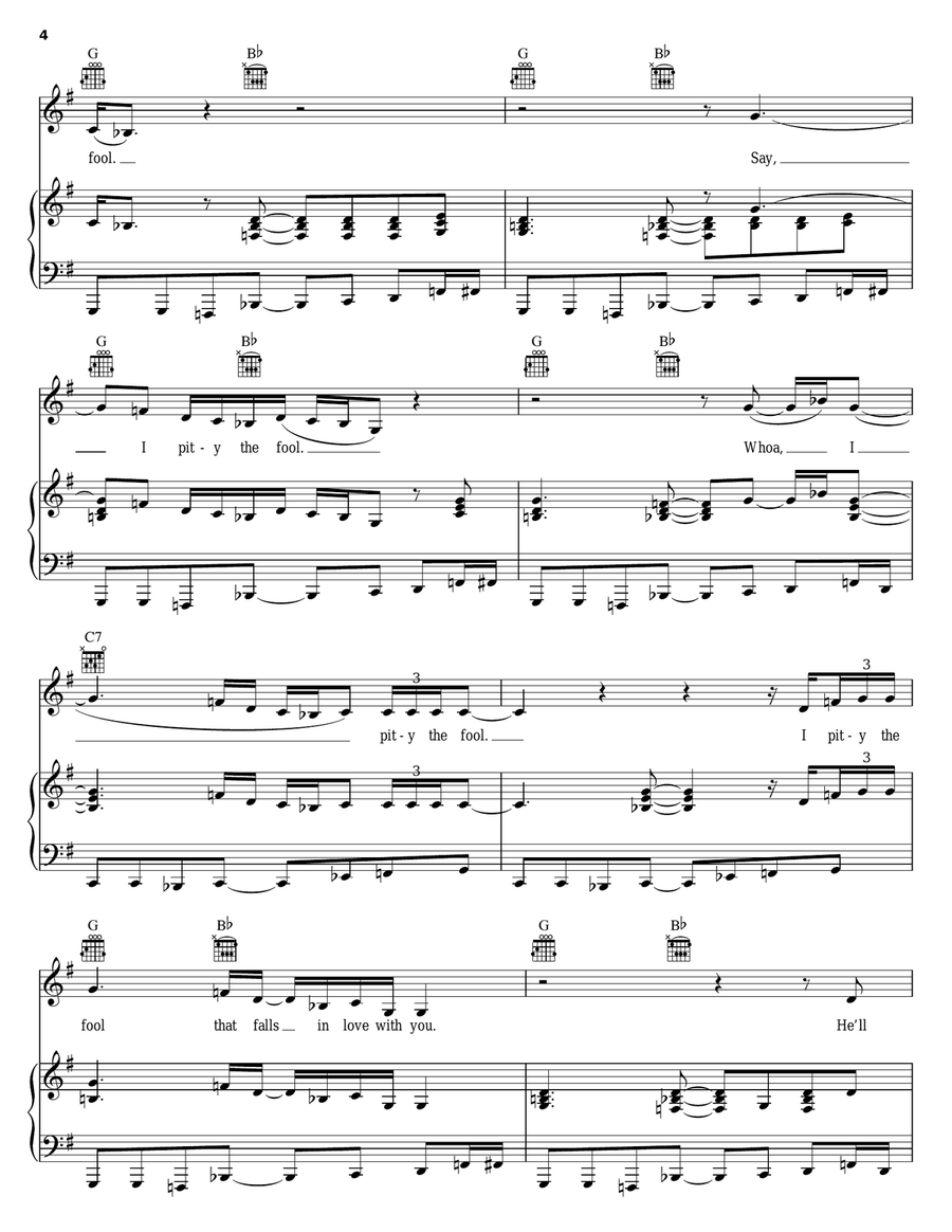 I Pity The Fool I Pity The Fool Piano, Vocal, Guitar scores gallery preview page 4