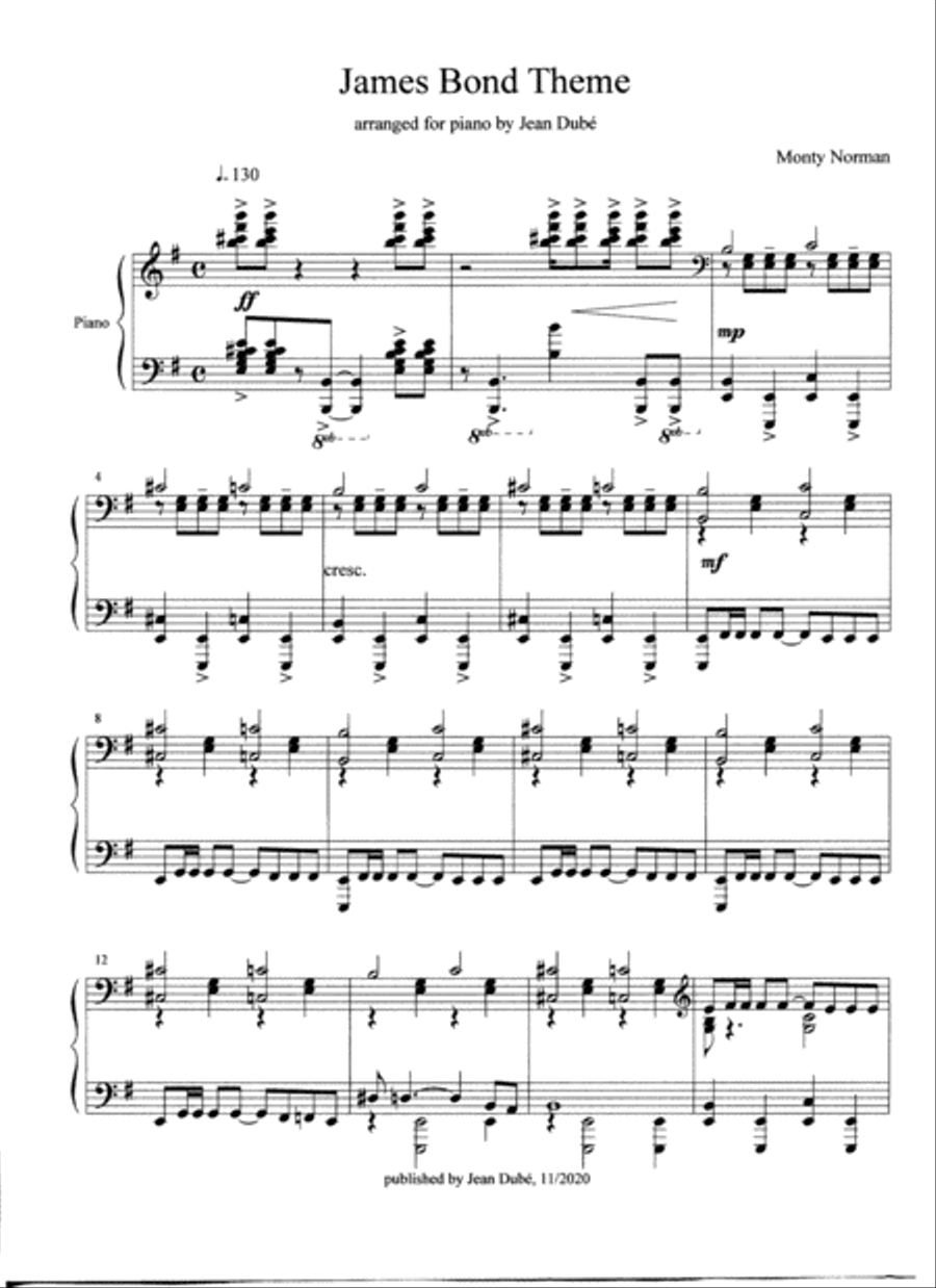 James Bond Theme Piano Solo scores gallery preview page 1