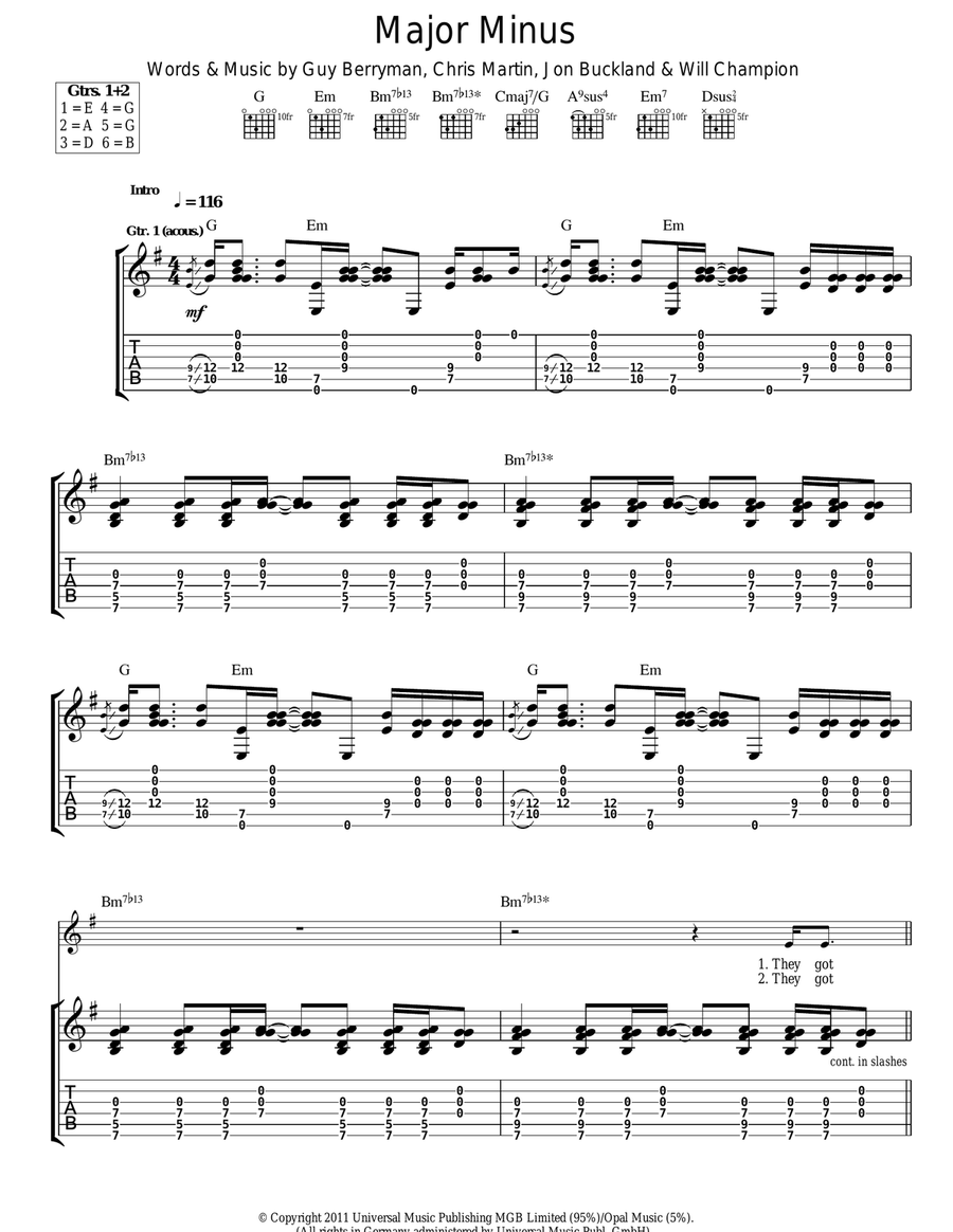 Major Minus Acoustic Guitar scores gallery preview page 1