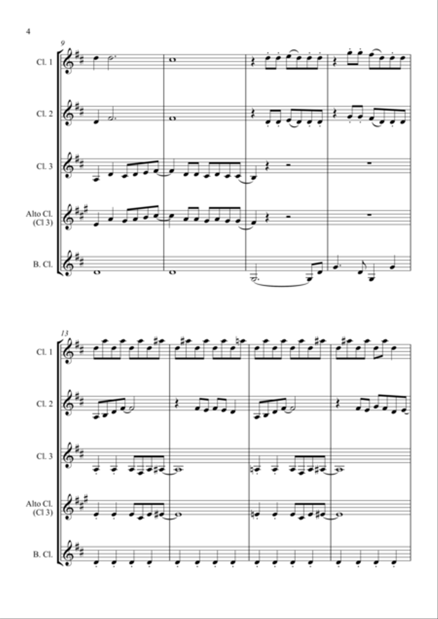 Mamma Mia Mamma Mia Clarinet Quartet scores gallery preview page 4