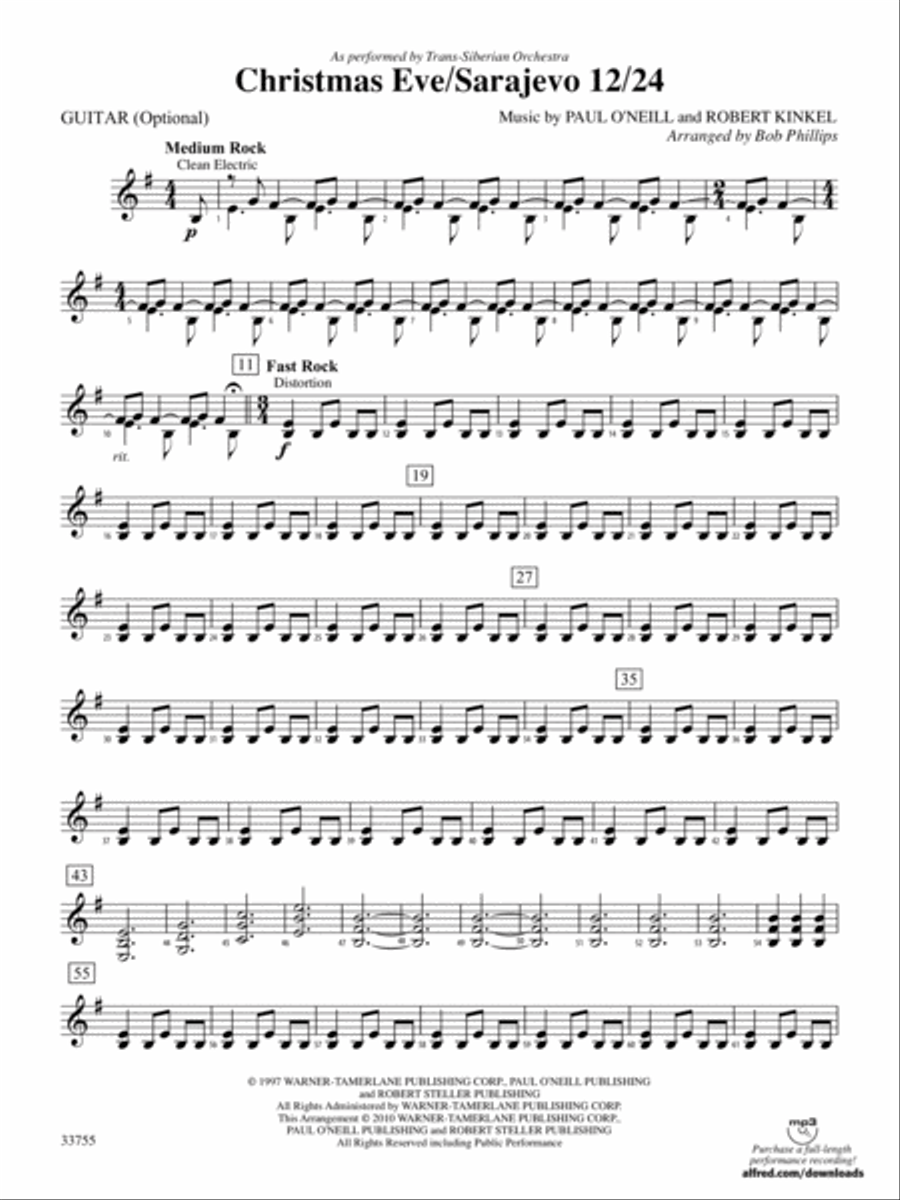 Christmas Eve/Sarajevo 12/24: Guitar String Orchestra scores gallery preview page 1