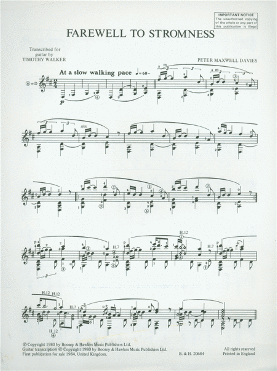 Farewell to Stromness Acoustic Guitar scores gallery preview page 1