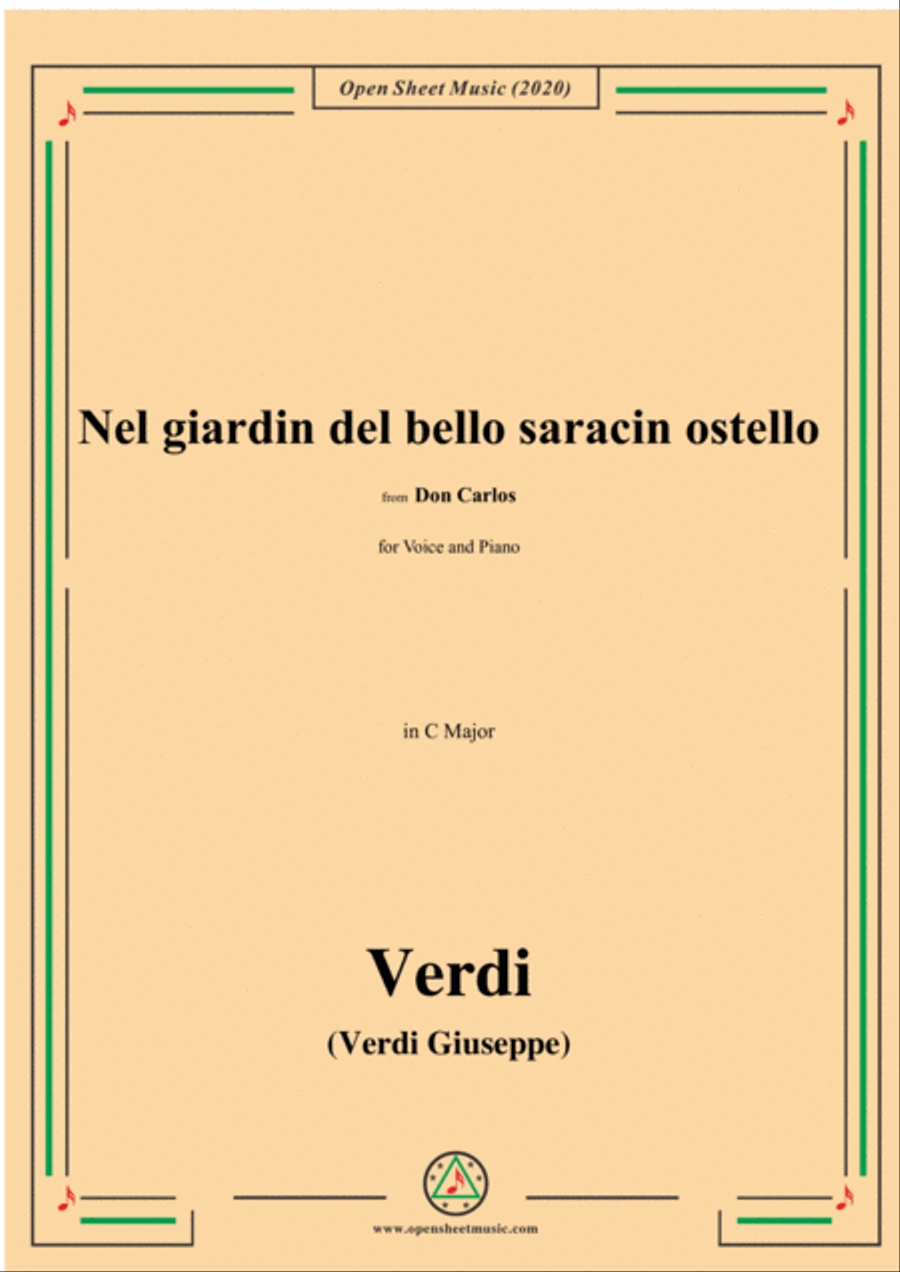 Verdi-Nel giardin del bello saracin ostello,in C Major,for Voice and Piano Voice Solo scores gallery preview page 1