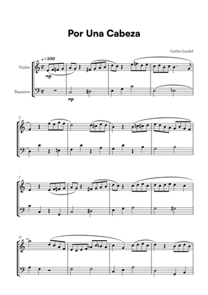 Carlos Gardel - Por Una Cabeza for Violin and Bassoon