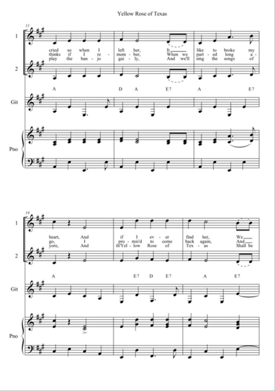 Yellow Rose of Texas Acoustic Guitar scores gallery preview page 3
