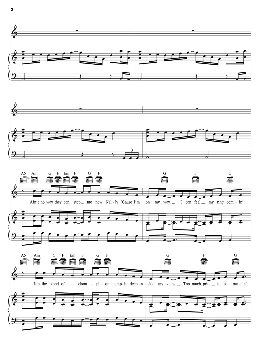 Heart Of A Champion Heart Of A Champion Piano, Vocal, Guitar scores gallery preview page 2